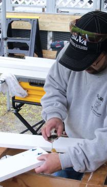 Assembling the Cap: I made the cap out of 3/4-inch stock and applied glue.