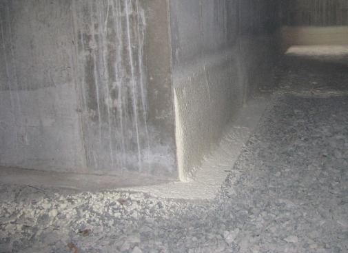 When a finished basement interior is planned, the foam can run up the walls to create a thermal break at the slab edge.