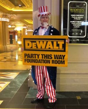 Uncle Sam wants you. And DeWalt does too—to eat, drink, and smoke cigars at their party.