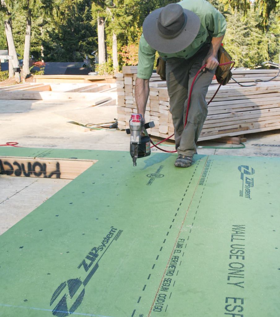 Zip wall panels are premarked for 16-inch and 24-inch on-center stud layouts.