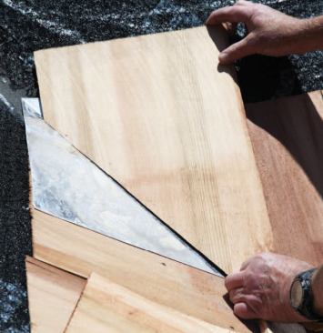 The next course starts with a shingle on the same side as the shingle installed below it.