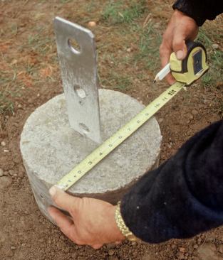 The hold-down anchor will fit in a slot cut in the post's bottom.