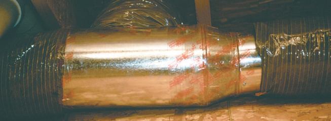 Airtight ductwork is absolutely essential to the function of a high-velocity system. The author seals every joint in the ductwork with a clear, SMACNA-rated tape. Careful and attentive application ensures an airtight joint and makes leak testing unnecessary.