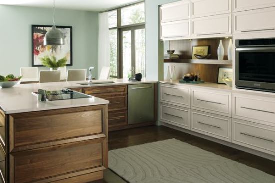 Drawers dominate this Omega Cabinetry kitchen, highlighting a design trend toward pull-out instead of reach-in cabinetry.