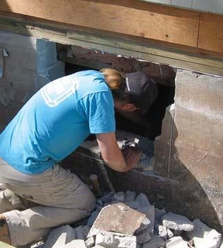 Providing an access opening into the existing crawlspace completes the foundation.