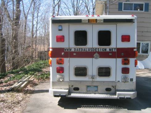 If it were not for the name of the author's company on the back of the vehicle it would be easy to mistake it for the ambulance it used to be.