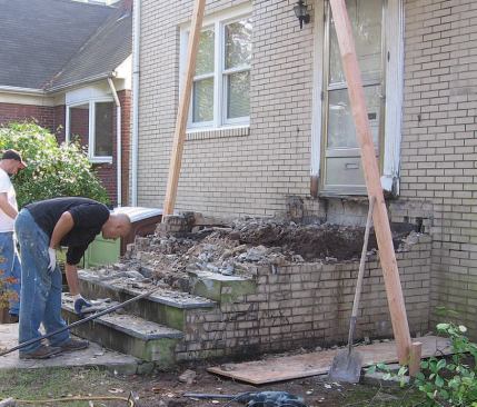 When we began pulling the steps apart, it became clear that the crumbling surfaces had contributed to the deterioration of the overall structure.