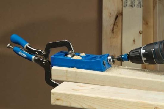 Oversize Kreg Jig. The biggest name in pocket screw fastening has an even larger jig. The Kreg Jig HD was designed for fastening the 2-by and thicker material used to construct deck railings, fences, and framing projects. The HD jig is compatible with the clamping accessories used with the brand’s standard size drilling jigs but makes 1/2-inch pocket holes (instead of the usual 3/8-inch size) to fit a new larger fastener that is said to be 50% stronger than standard Kreg screws. HD fasteners are 2 1/2-inch #14 self-drilling screws with large heads and a protective coating for outdoor use. Price of Jig: $60.