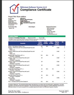 REScheck generates a PDF report that you can give to a code official to demonstrate compliance.