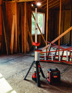 Even interior lighting is cordless, with a Milwaukee M18 Rocket.
