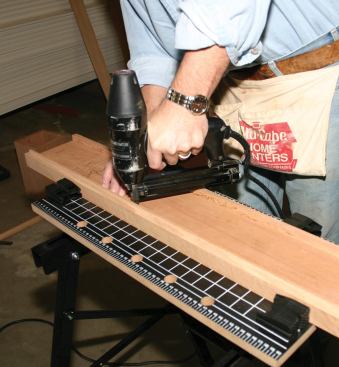 Plywood panels are pinned in place.