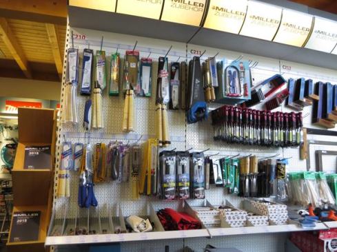This is one of several aisles of hand tools in room number two. It was surprising to me to be in a tool store where I could see industrial machines in one room and chisels, hammers, and squares in another.