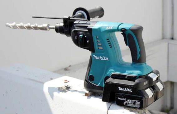 Makita HRH01ZX2 Cordless Rotary Hammer. The standout feature of this tool is the battery: It takes one 36-volt pack or two 18-volt packs. That’s right; it can be run off two batteries at the same time. The key to this setup is the adaptor, which connects to the battery slot and holds two 18-volt LXT batteries. This allows the contractor to avoid buying a 36-volt battery that doesn’t work in his other tools. The hammer takes SDS-PLUS bits and goes 0-1,200 RPM and 0-4,800 BPM. It has a built-in LED light and comes with a depth gauge, side handle, 36-volt adaptor, and contractor bag - you supply the charger and batteries. The tool is currently available and retails for about $349. For additional information and a video of the tool see this July 2012 blog entry.