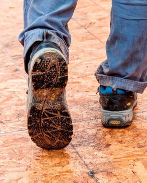 The tread meets or exceeds ASTM F1677-96 Mark II non-slip testing standards, which is another way of saying – it grips better than the tread on most other shoes.