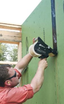 The author's crew uses the panel manufacturers guns to tape seams.