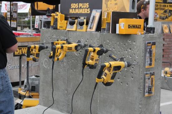 There were plenty of
rotary hammers at the DeWalt booth. This is probably a quarter of them; there are some bigger ones on the other side.