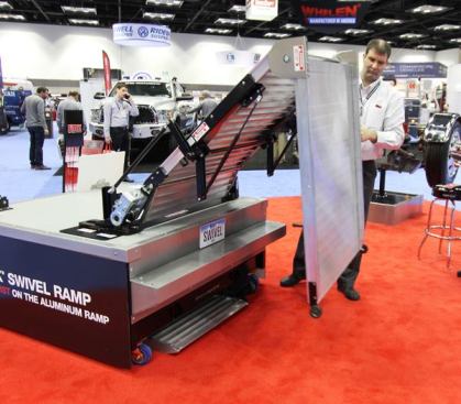 Link’s Swivel Ramp folds down from the back of your van so tools and material can be carried or rolled in and out of the vehicle. Unlike other ramps, these pivot out of the way when not in use; they can be positioned 90 degrees out from the vehicle or in against the driver’s side wall. Gas pistons take much of the weight when deploying and stowing the unit, and the main latch can be removed to create floor space for oversize loads. Scheduled for release in May 2016, the Swivel Ramp is expected to cost $2,500-3000. 
Click here for video.