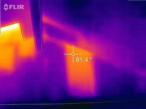 Looks like we’ve got a bay of missing insulation in this gable wall. Let’s go up in the attic and see…
