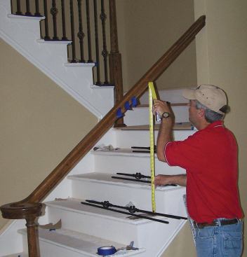 With the handrail in place, it’s a simple matter to measure and cut each baluster.
