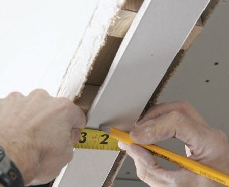 To help position the bead, I mark the location of the edge of one leg of the bead on the drywall.