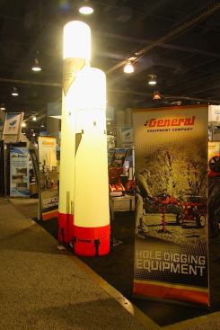 Inflatable light stands, aka Balloon lights, like these were in good supply at the show. Mostly intended for industrial use, some manufacturers offer similarly styled lighting for smaller jobsites. We’ll be exploring these options as they become available.