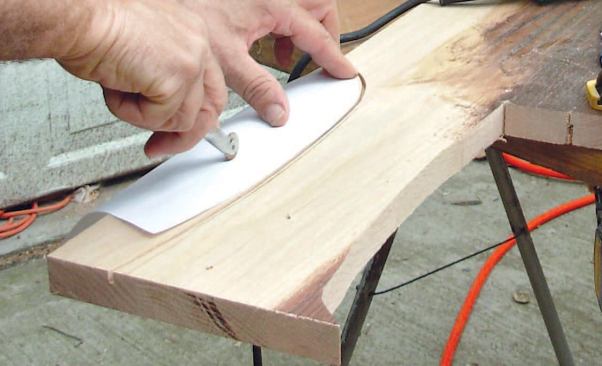 Rout the Return: Before cutting out the return, I transfer the outline of its outside edge with the tracing wheel.