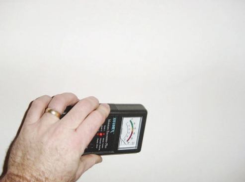 The moisture meter, however, read off the scale when placed on this spot.