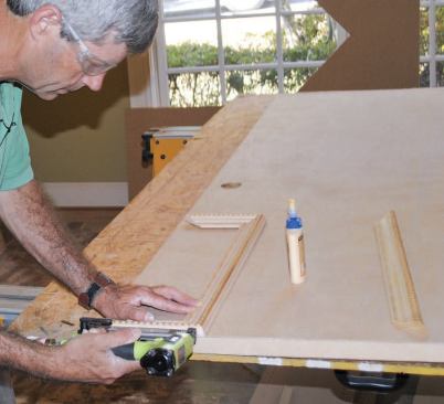 The panels are assembled with glue and 1-1/8-inch-long, 23-gauge headless pins.