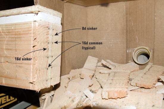 The test plank consisted of a piece of OSB sandwiched between 2x6s and capped with drywall and more OSB. The central piece of OSB was flanked by 12 rows of nails - so the recip blade had to cut 12 nails each time it went through the plank.