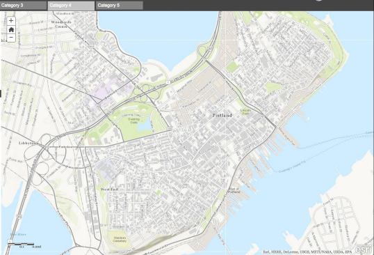 As this image shows, the flood risk data is not displayed on the NHC map when the user zooms down to a close view that would provide detailed information about particular streets or addresses. An NOAA spokesman said that residents should consult local authorities in the event of an actual storm. Lot-by-lot flood risk information for many U.S. coastal areas is available, for a price, from real estate analytics firm CoreLogic