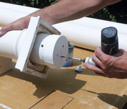 PVC extension pieces are screwed to the plug.