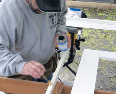 Assembling the Cap: I applied glue to the tapered sides pieces.