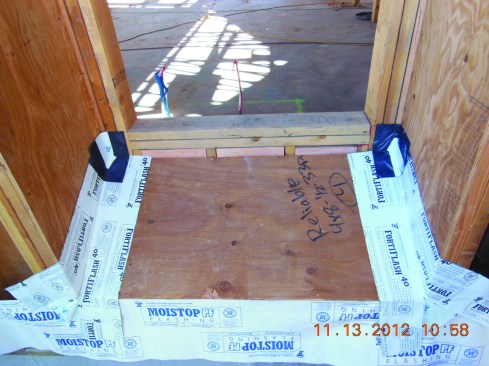 Strips of flashing are first folded along both sides of the recessed opening, then slit so the outside edges can fold onto the exterior face of the wall.