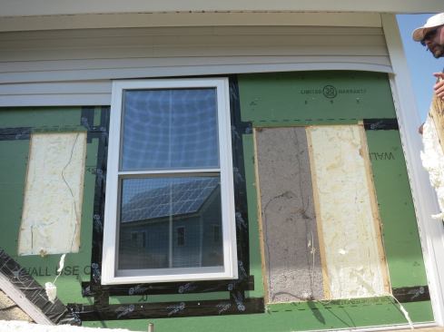 The wall system has good drying potential to both the inside (through the painted drywall) and the outside (through the permeable Zip sheathing), but the cold OSB on the exterior does suffer increased moisture and condensation during the coldest months of the winter.