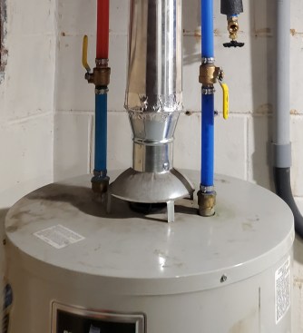 Natural drafting appliances, such as this vented water heater, are not allowed to be sealed.