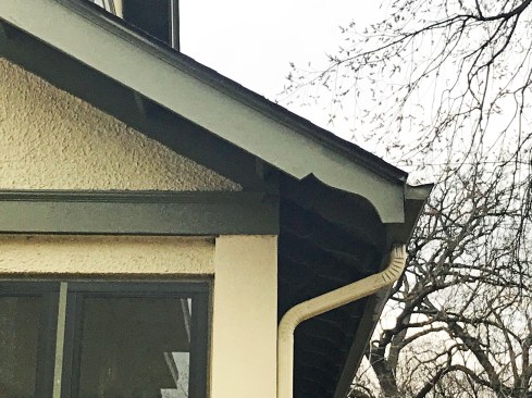 Even with a drip edge, rainwater can flow down the bottom of a rake board. This decorative detail is a nice way to force water to fall before it runs down and soaks the end grain.