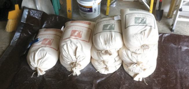 The job called for a base coat of Loma plaster and a top coat of Porcelina plaster, both of which come in 50-pound sacks.
