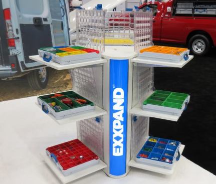 These Sortimo 
T-boxxes were at the Knapheide booth and were being used to outfit trucks and vans. The removable bins are modular and can be mixed and matched with all other sizes. This allows you to outfit a box with the size bins you need for the tools and supplies you carry—or for any particular task.