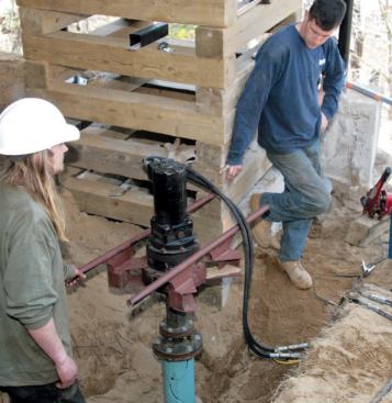 A custom-made steel frame supported the auger head.