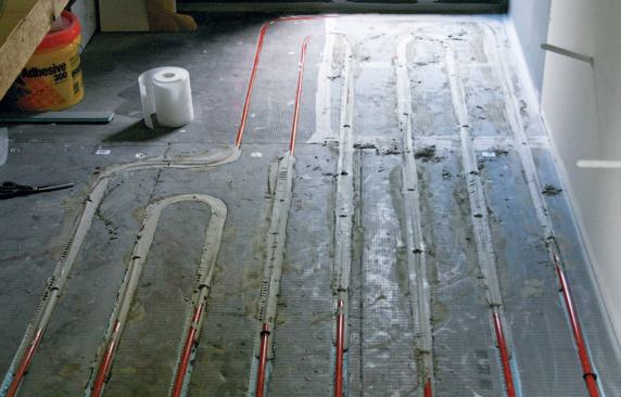 The channels accommodate PEX radiant heating pipe.