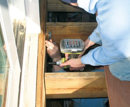 The new ledger was attached through the foam into solid framing with structurally rated screws.