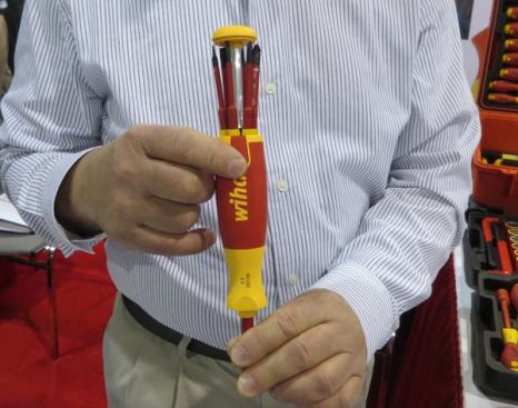The Wiha Pop-Up Driver stores bits in a carrier that pops out from the end of the handle. This German-made tool comes in insulated (shown here) and non-insulated models, and is packaged in multiple configurations — with varying selections of bits. For a complete description, including pricing and a list of available bits see 
Wiha Pop-Up Drivers.
