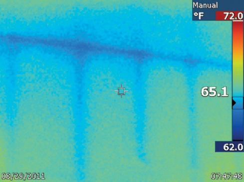 This image was taken when the local delta-T was low. The wall framing is visible, but with little additional detail.