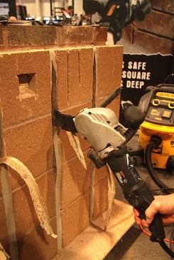 Arbortech had it’s AS170 brick and mortar saw which is, in a nutshell, a multi-tool for masonry and concrete. The company’s new caulking blade system allow you to remove caulk and backer rod while cleaning up the groove all in one pass. Small blades also allow you to plunge cut holes in masonry as well as headjoints. www.as170.com