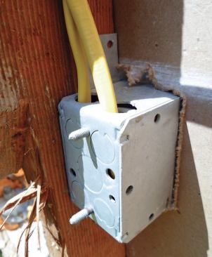 Leaky metal boxes exposed in the course of a retrofit can be sealed to the back of the drywall with tape.