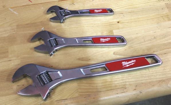 An adjustable wrench is a simple tool that either works or does not, and these new wrenches from Milwaukee work very well. The machining is crisp, there is zero slop in the mechanism, and the thumb wheel and jaw move very smoothly. Milwaukee’s wrenches will likely displace the Crescents that have lived in my toolbox for 25+ years—I like them that much. 
Click here for video. Available: February 2016.