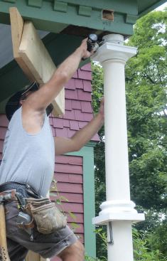 The tops are secured with screws angled into the roof girder.