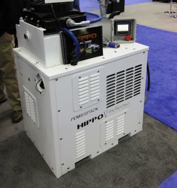 Hippo Multipower Systems makes packaged power units for vehicles. This new P model unit mounts in the bed of the pickup and is powered by a power take-off from the transmission. It contains a 5.2 kW generator, 240-amp welder, and a 45-cfm air compressor. E model units are powered by integral diesel engines. In addition to providing more air and electricity, they also provide hydraulic power. Hippo began as a supplier to the military and builds systems in a plant near Kansas City, Mo. The model shown here is expected to sell for around $18,000.
