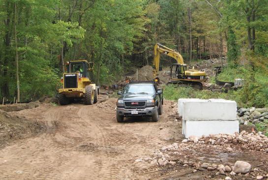 The excavation contractor rough-graded the access to the stream crossing.