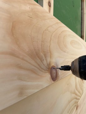 Near knots, the crew predrilled for nails.